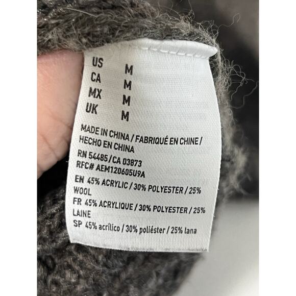 American Eagle Outfitters Woman’s Size M Gray Hooded Tunic Wool Blend Sweater - Picture 9 of 9